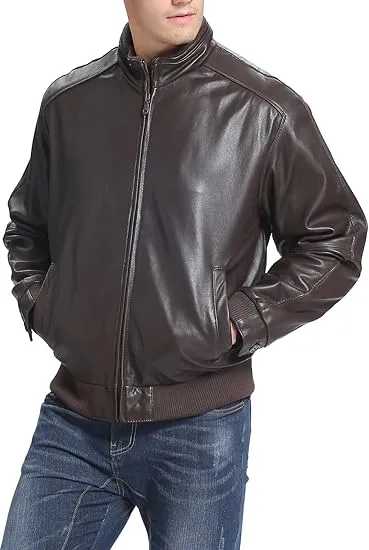 Men's Lambskin Leather Bomber Jacket - City Style - Image 3