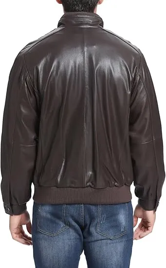 Men's Lambskin Leather Bomber Jacket - City Style - Image 4