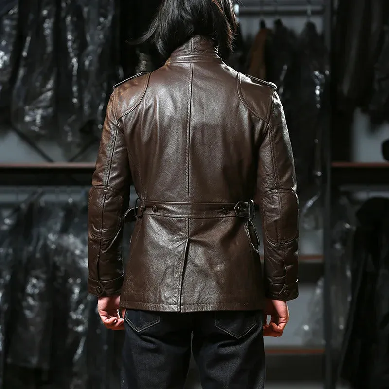 Men's Top Quality Genuine Cow Leather Slim Classic Jacket Coat - Image 2
