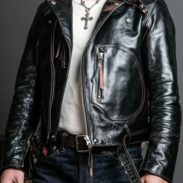 Men's Classic Luxury Brand Motorcycle Rider Leather Jacket