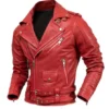 Men's Genuine Sheepskin Leather Motorcycle Biker Jacket