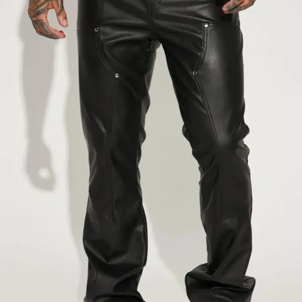 Men's Genuine Black Sheepskin Leather Pants