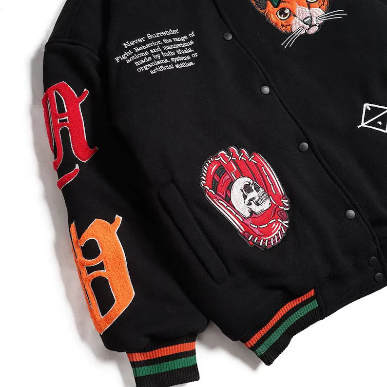 Street Life Baseball Jacket: Sporty Black Style with Unique Design - Image 3