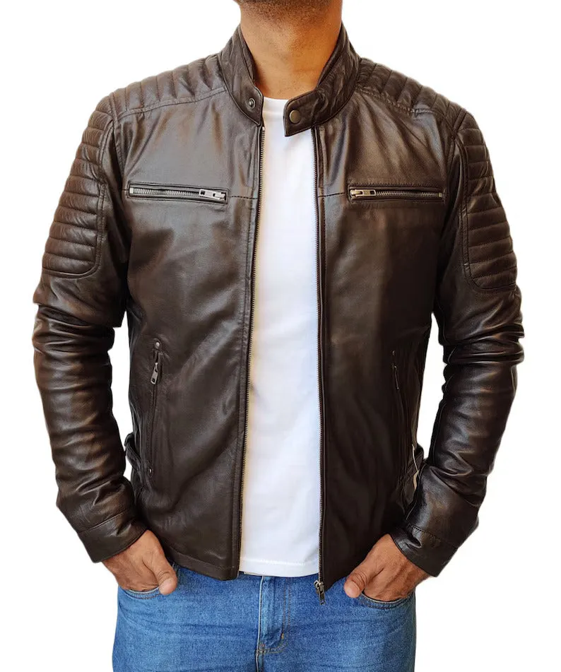 Men's Handmade Slim Fit Lambskin Leather Jacket