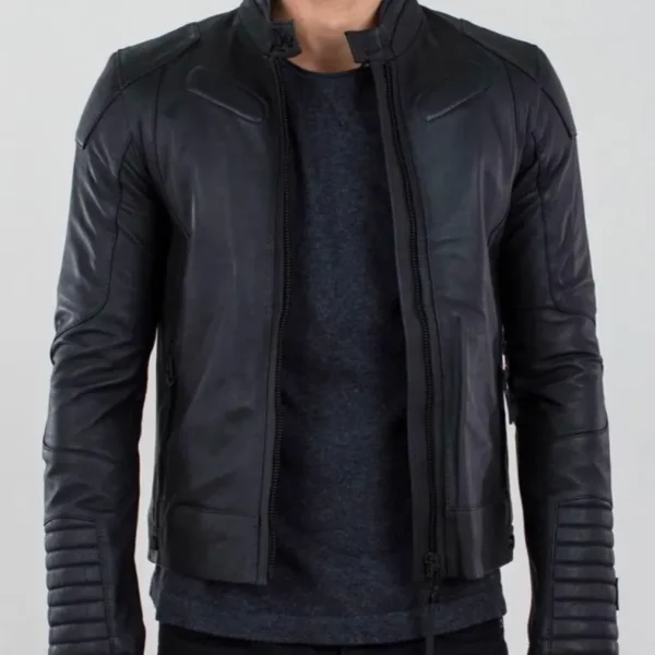 Handmade Men's Black Fitted Biker Lambskin Leather Jacket