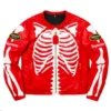 Men's Supreme Vanson Leather Jacket with Red Skeleton Design