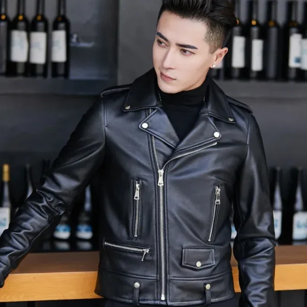 Men's Genuine Sheepskin Leather Motorcycle Jackets