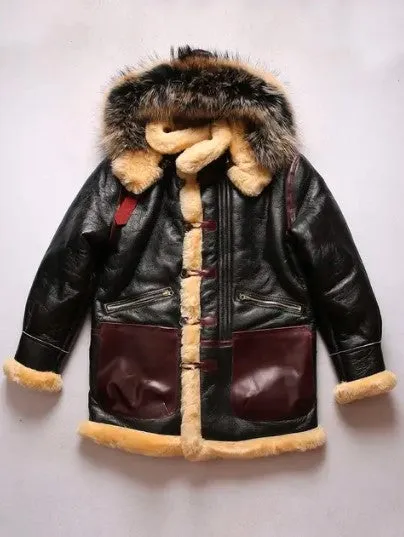 Winter High Quality Thickened B7 Bomber Sheepskin Leather Jacket