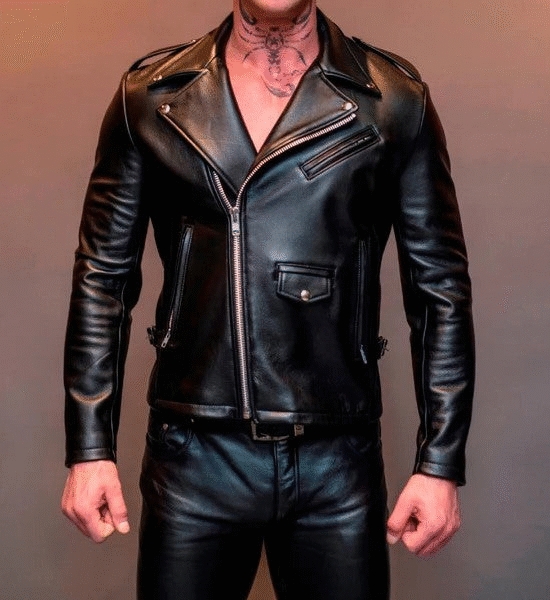 Men's Genuine Lambskin Leather Biker Jacket â€“ Handmade Black Motorcycle Jacket