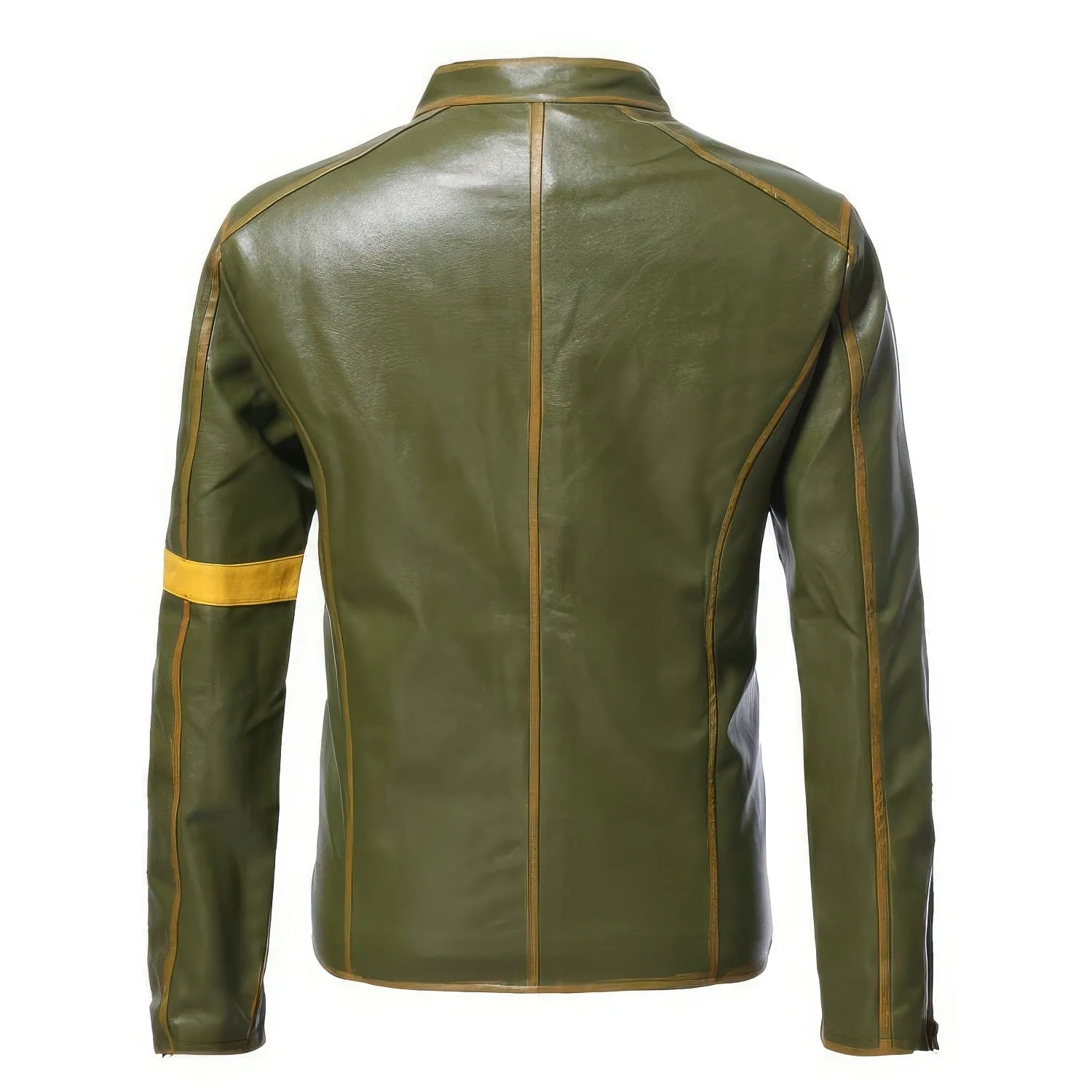 Mens Green Biker Genuine Sheepskin Stand Collar Casual Crossover Motorcycle Café Racer Vintage Retro Leather Jacket - Image 2