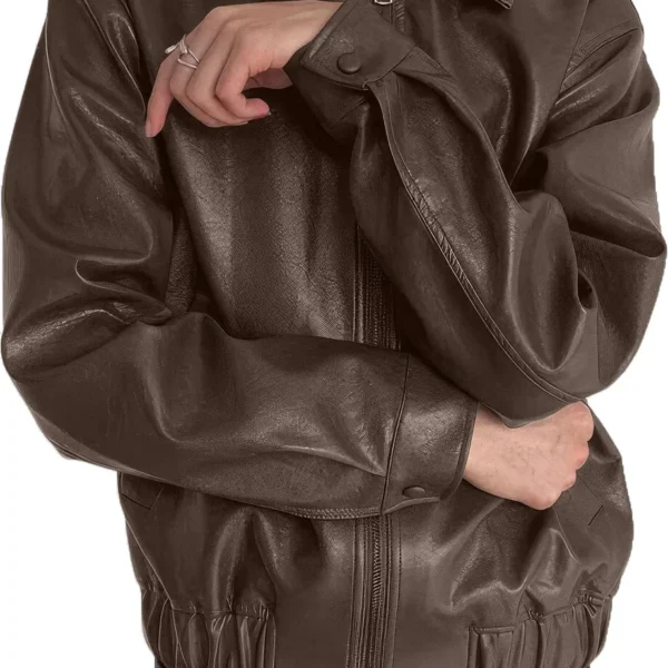 Mens Brown Genuine Sheepskin Shirt Collar Classic Fashion Oversized Korean Loose Casual Smooth Leather Jacket