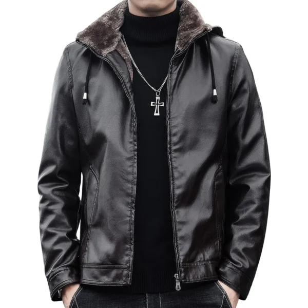 Mens Black Biker Genuine Sheepskin Stitched Lining Turn-Down Collar Casual Classic CafÃ© Racer Fashionable Sporty Scooter Retro Rider Slim Fit Leather Jacket