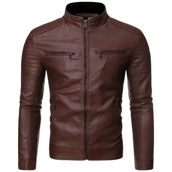 Men’s Coffee Brown Biker Sheepskin Leather Jacket