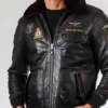 Royal Air Force Aviator Maverick Leather Jacket with Removable Fur Collar for Men