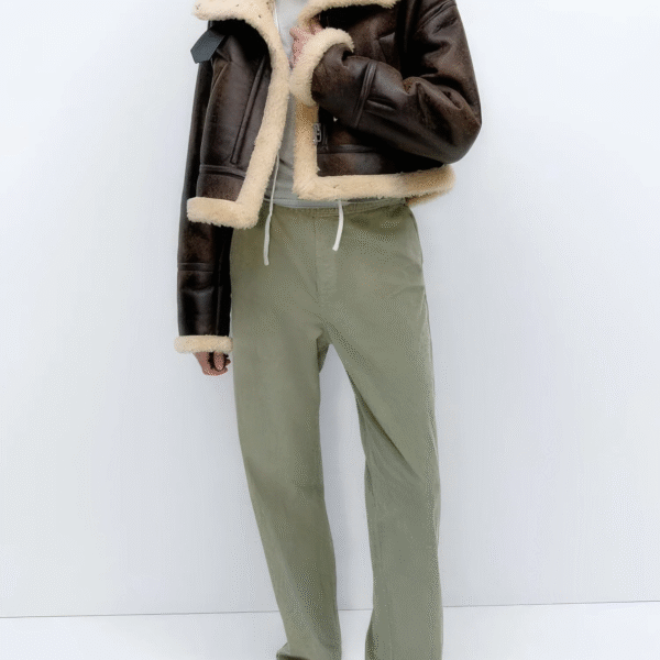 Womens Distressed Brown Genuine Lambskin Sherpa Shearling Faux Fur Lined Moto Biker Fashion Winter Thick Bomber Leather Jacket