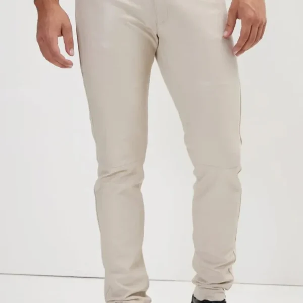 Men's Slim-Fit Classic Zipper Jeans - Genuine Lambskin Leather Pants