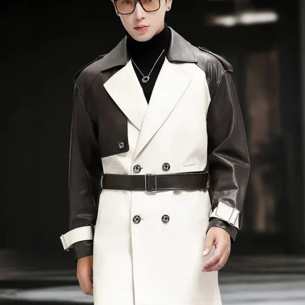 Men's Genuine Sheepskin Leather Trenchcoat