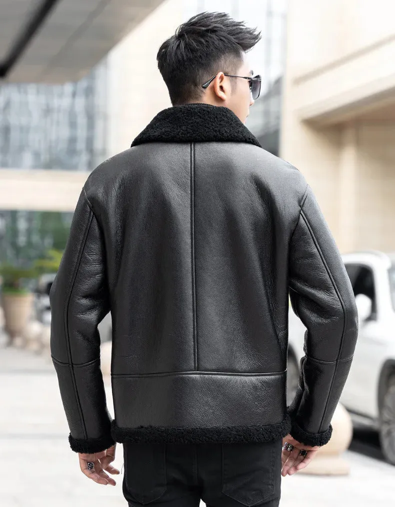 Men's Genuine Leather and Fur Jacket - Image 2