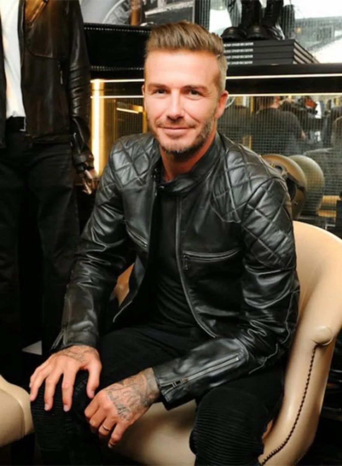 David Beckham Black Stylish Leather Jacket | Men Celebrity Jacket | Celebrity Leather Jacket - Image 2