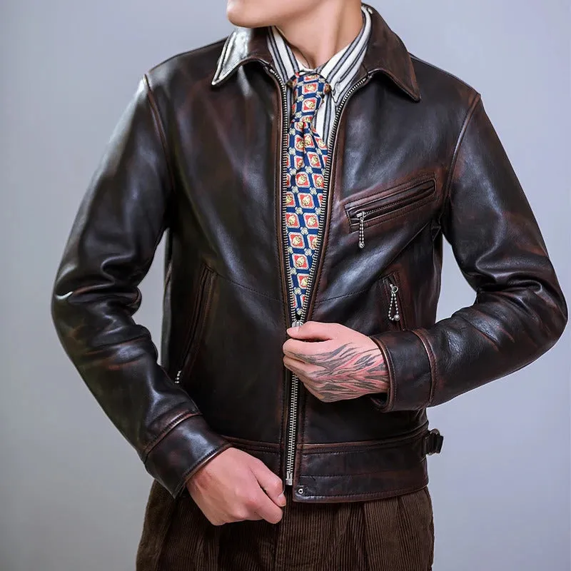 Men's Genuine Cowhide Leather Jacket - Image 3