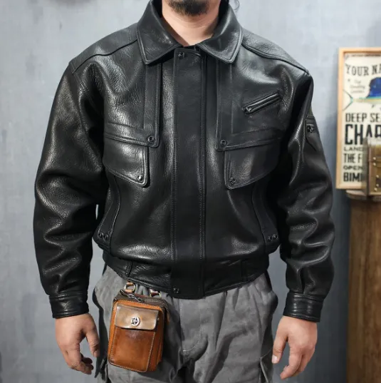 US Size Top Quality Genuine Cowhide Leather Jacket