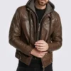 Men's Brown Shearling Leather Jacket