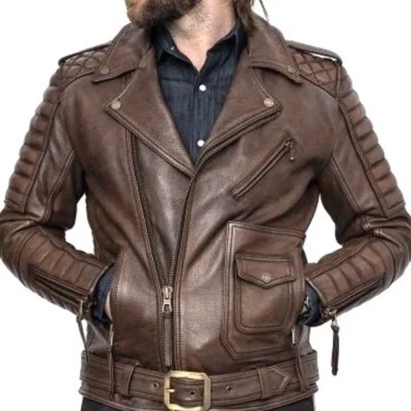 Men's Real Leather Cafe Racer Biker Jacket