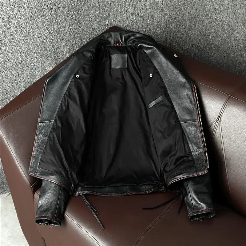 Brand New Cool Motorcycle Biker Jacket - Natural Cowhide Leather - Image 5