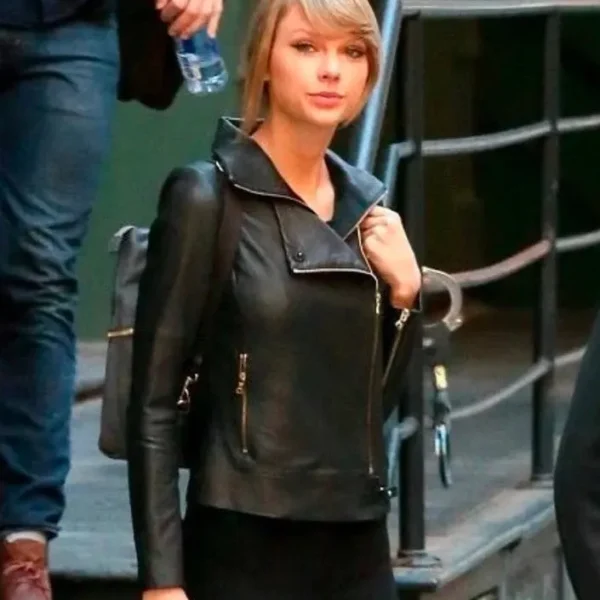 Elegant Black Leather Jacket Worn By Taylor Swift | Women Celebrity Jacket | Celebrity Leather Jacket | Taylor Swift Jacket