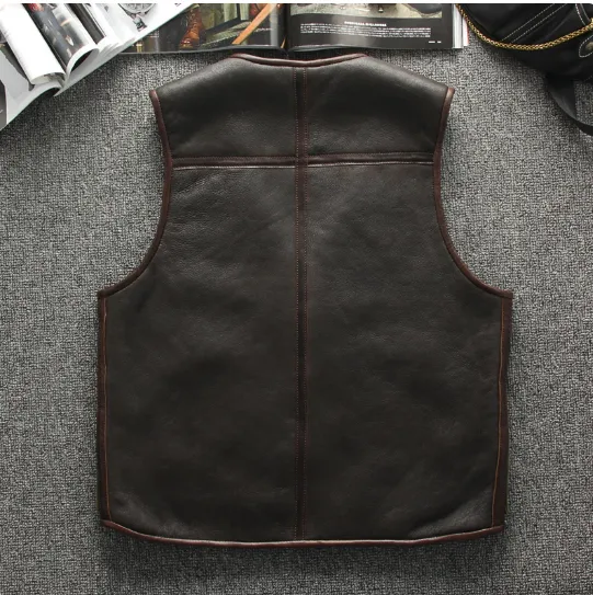 Men's Motorcycle Biker Club Cowhide Leather Vest - Image 3
