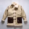 Winter High Quality Thickened B7 White Bomber Sheepskin Leather Jacket