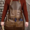 Leather Apron for Men: Ideal for Blacksmithing and Woodworking, with Pockets and Adjustable Strap