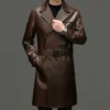 Men's Business Leather Trench: Classic Style in Solid Colors