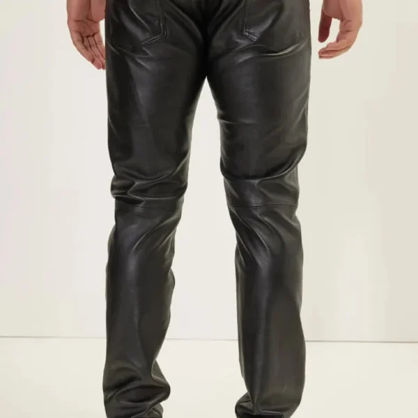 Men's Slim-Fit Classic Zipper Pants - Genuine Lambskin Leather